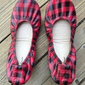 Plaid Red and Black Women's Flats